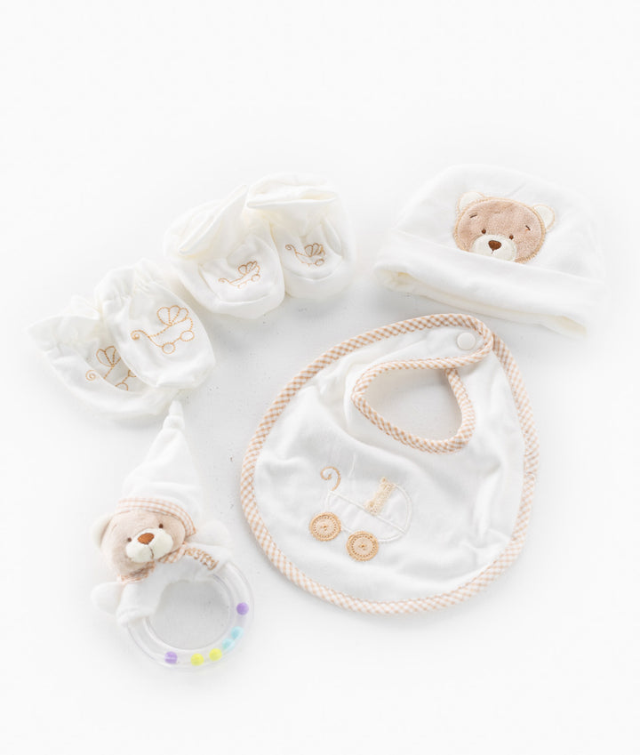 5pc Baby Essentials Gift Set | White & Beige