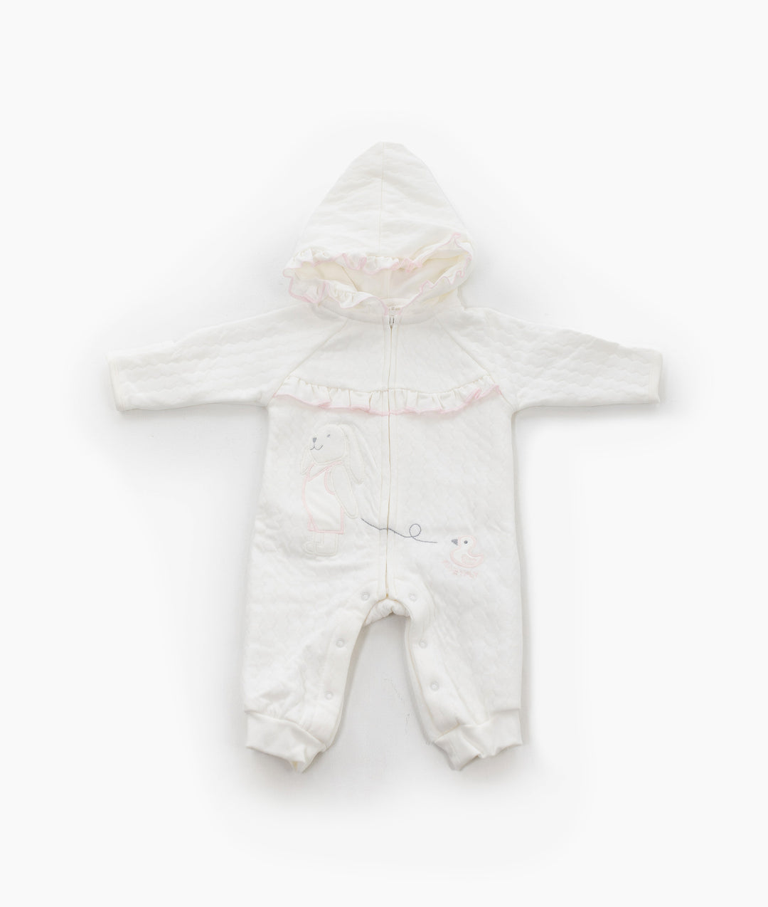 Ruffle Bunny Jumpsuit | White & Pink