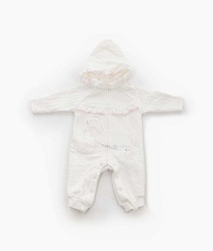 Ruffle Bunny Jumpsuit | White & Pink
