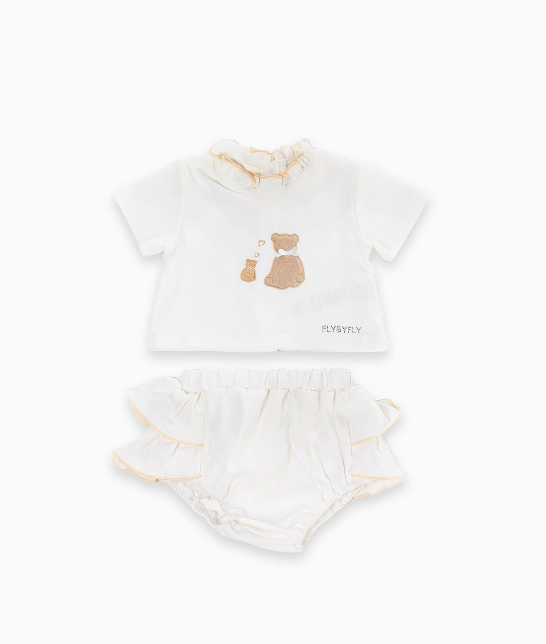 2pc Short & T-Shirt Set | Beige & White