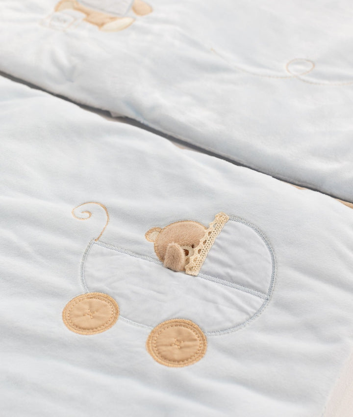 Blue cot bumper set for baby cot