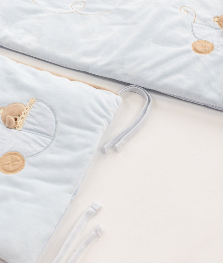 Blue cot bumper set for baby cot