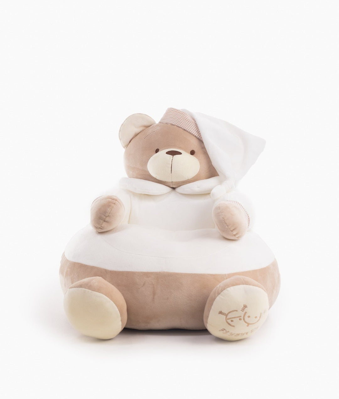 White and beige cuddle chair for babies and toddlers