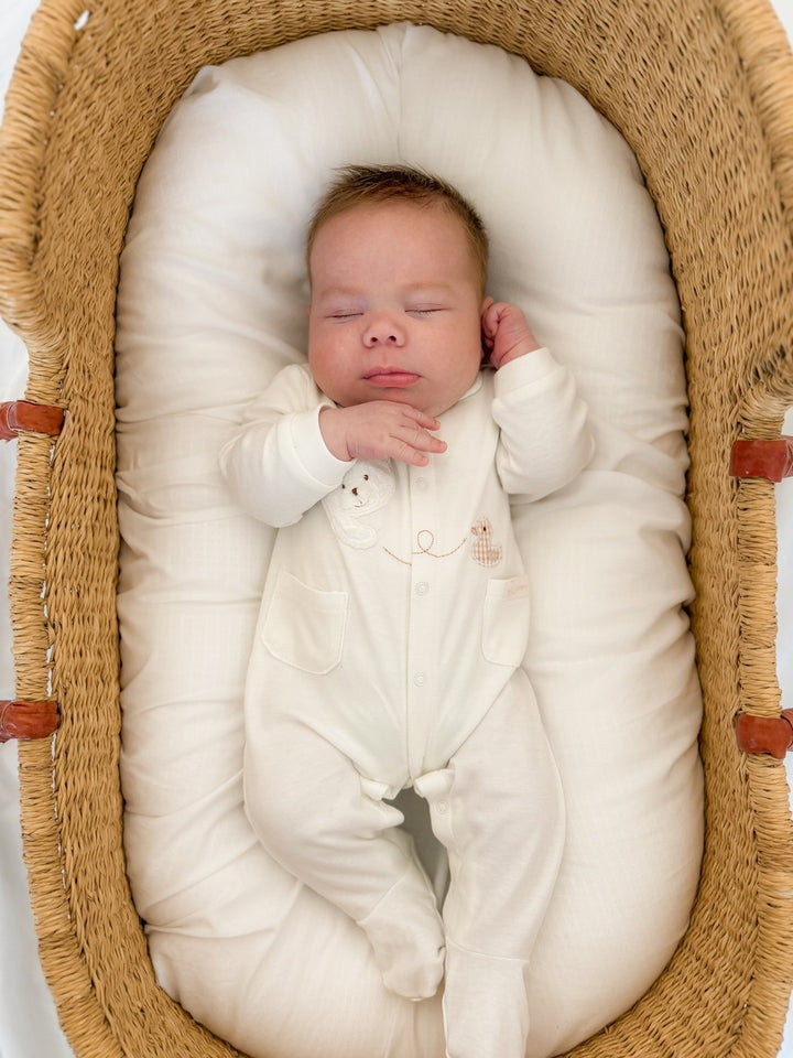 Bear Jumpsuit & Hanger Set | Beige & White