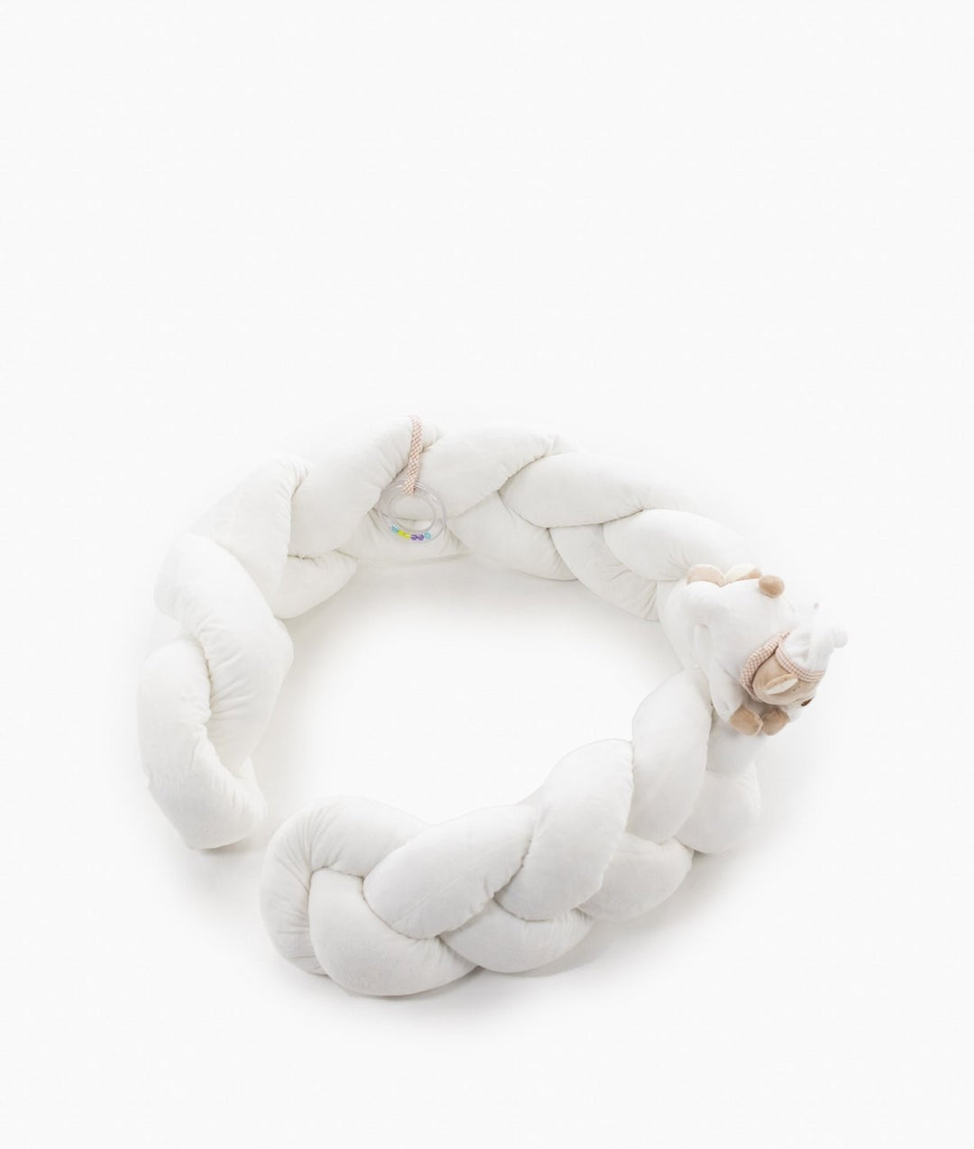 Braided toddler bolster in white and beige