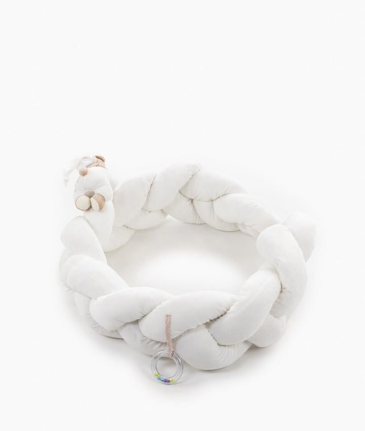 Braided toddler bolster in white and beige