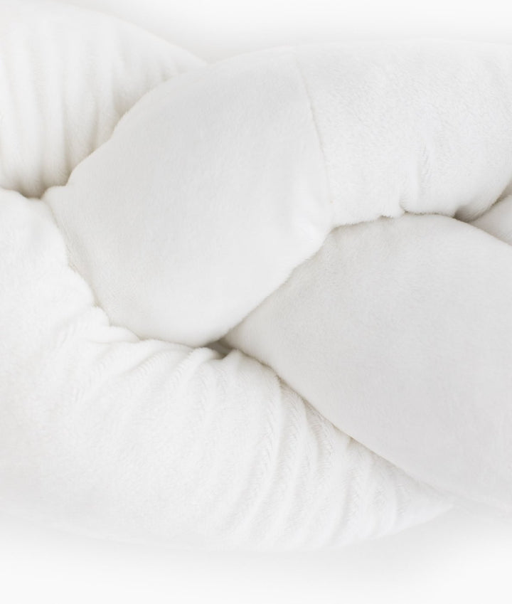 Braided toddler bolster in white and beige