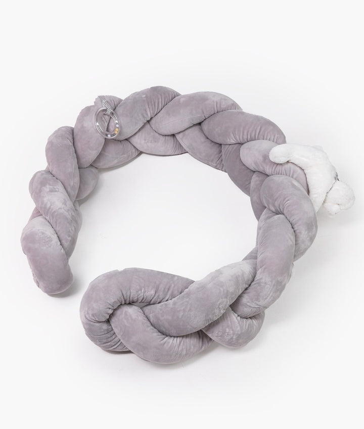 Braided toddler bolster in white and grey