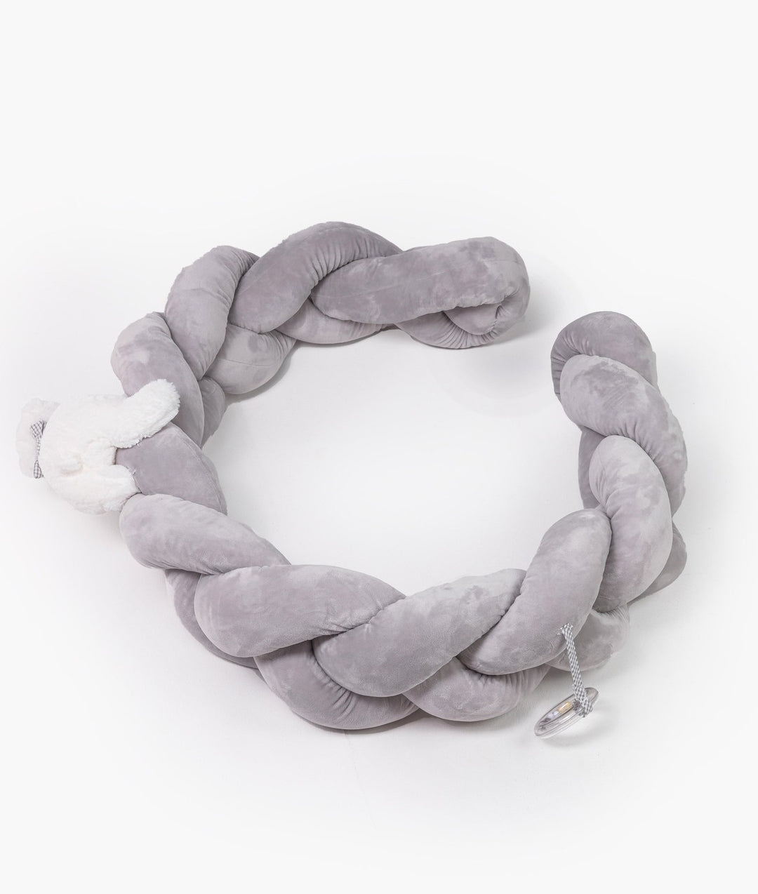 Braided toddler bolster in white and grey