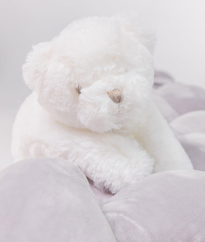 Braided toddler bolster in white and grey