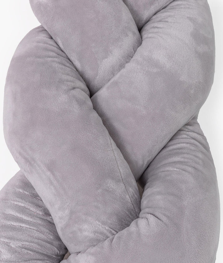 Braided toddler bolster in white and grey
