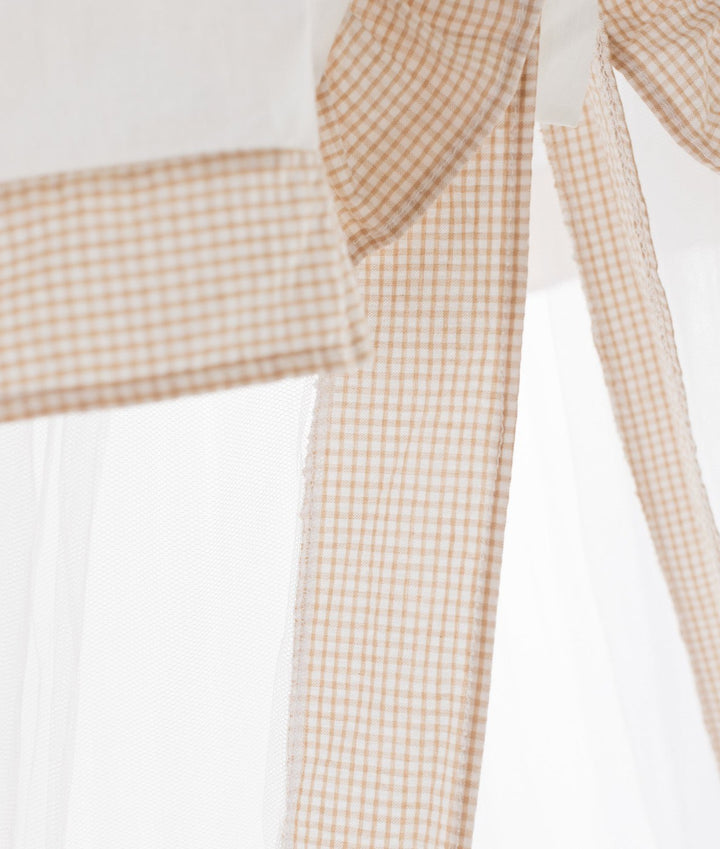 White and beige cot canopy and stand set