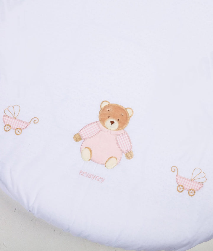 Fitted sheet for cot in white and pink