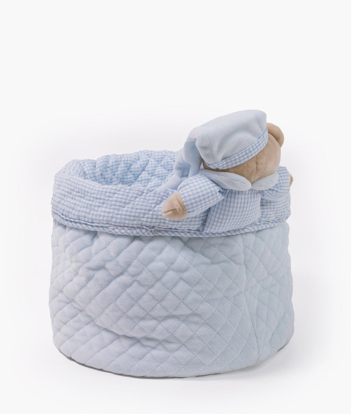 Baby nappy caddy for nursery in blue