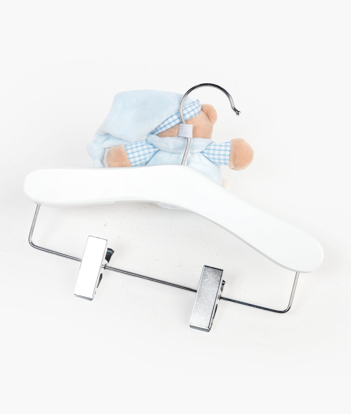 Wooden Hanger with Clips | Blue