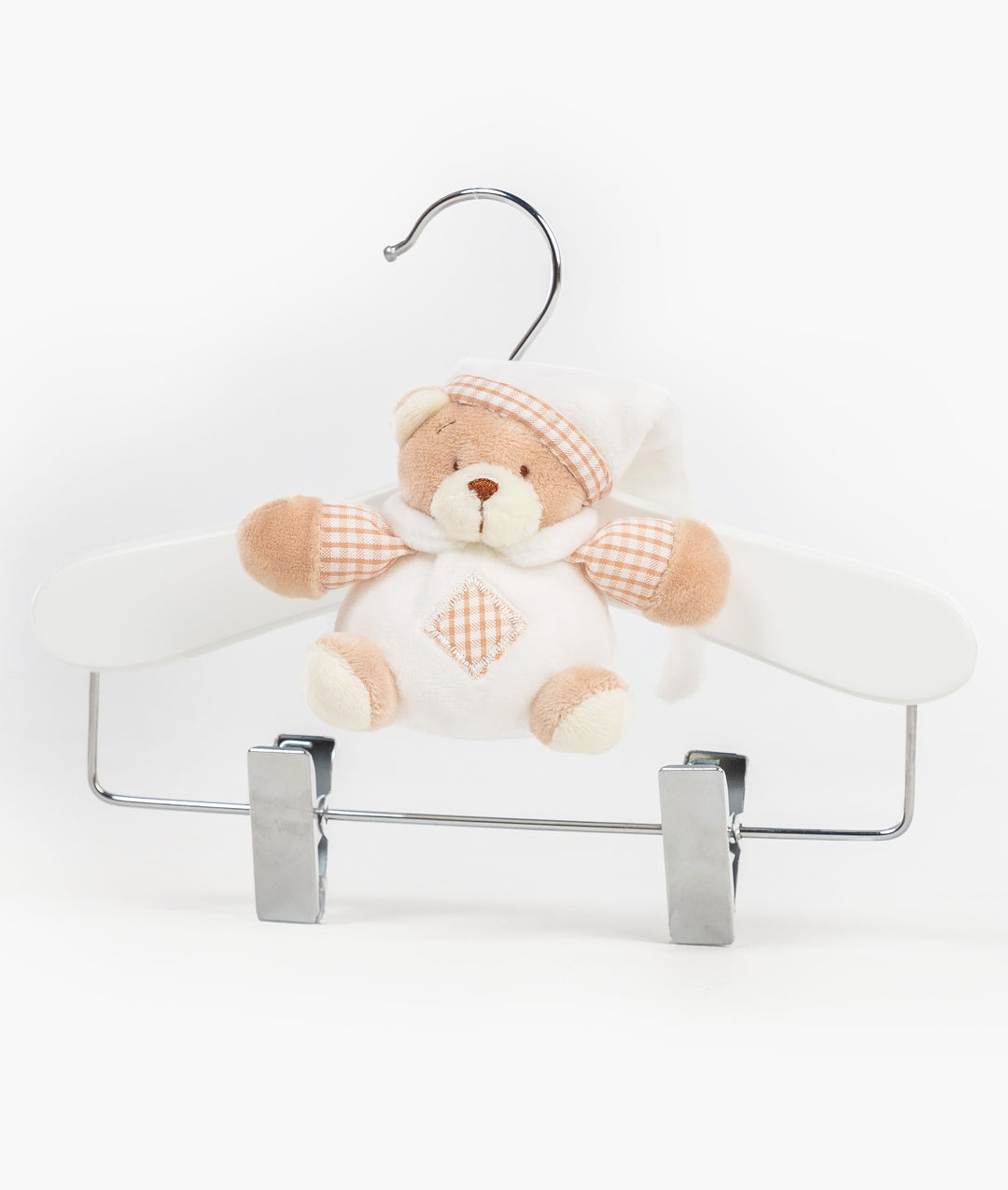 Wooden Hanger with Clips | White & Beige