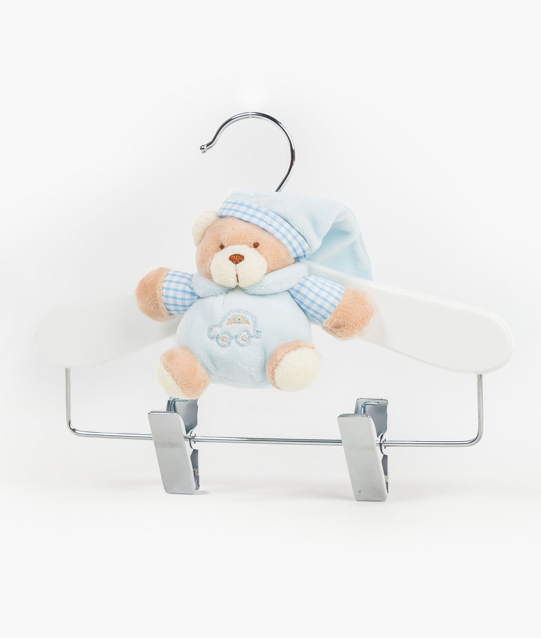 Wooden Hanger with Clips | Blue