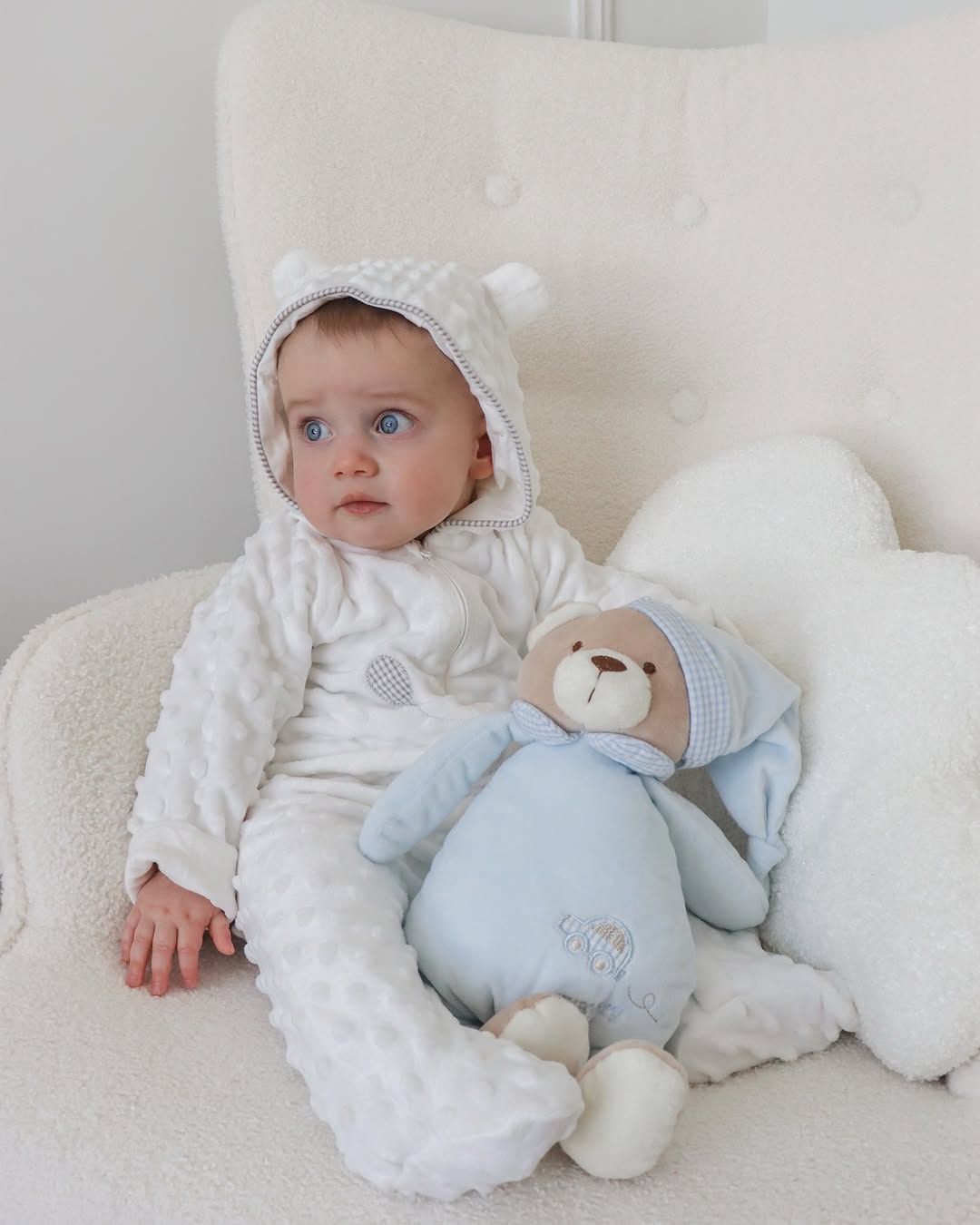 Hooded Jumpsuit | White & Grey