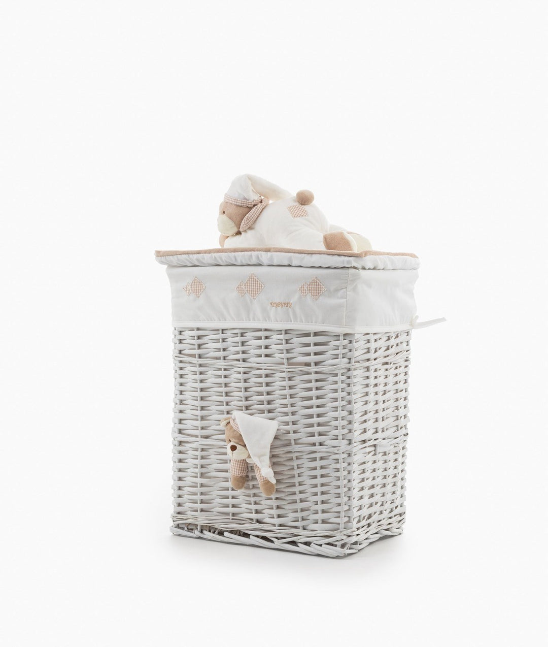 White and beige square storage basket set
