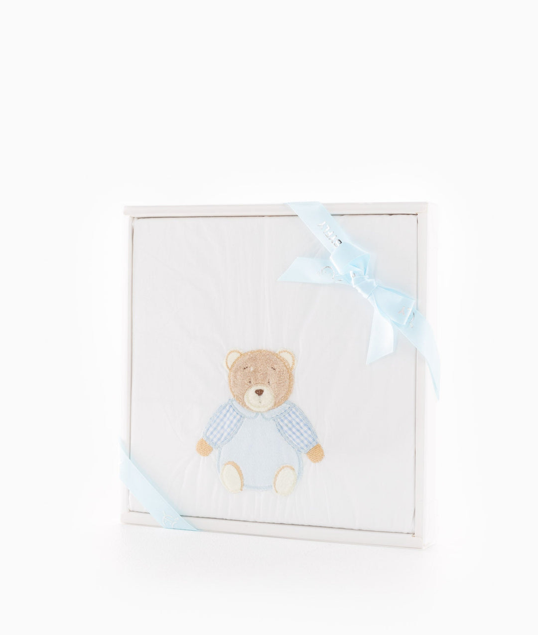 Flat sheet for cot in white and blue