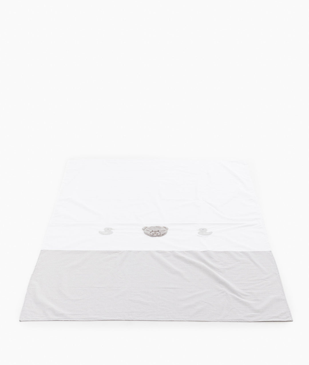 Flat sheet for cot in white and grey