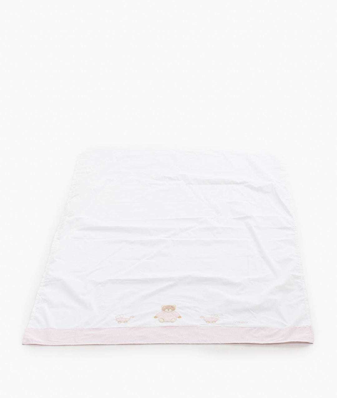 Flat sheet for cot in white and pink