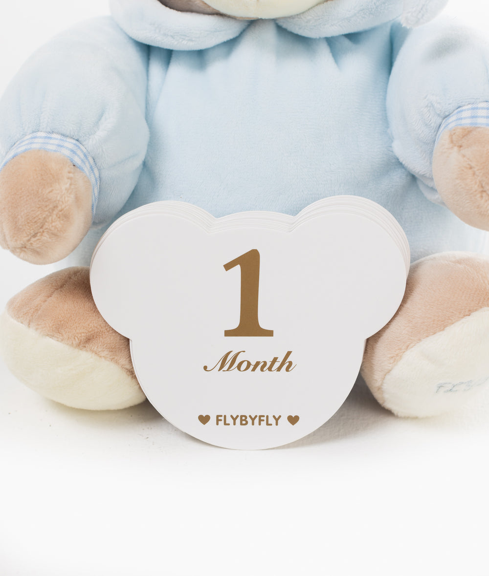 Baby milestone cards in blue