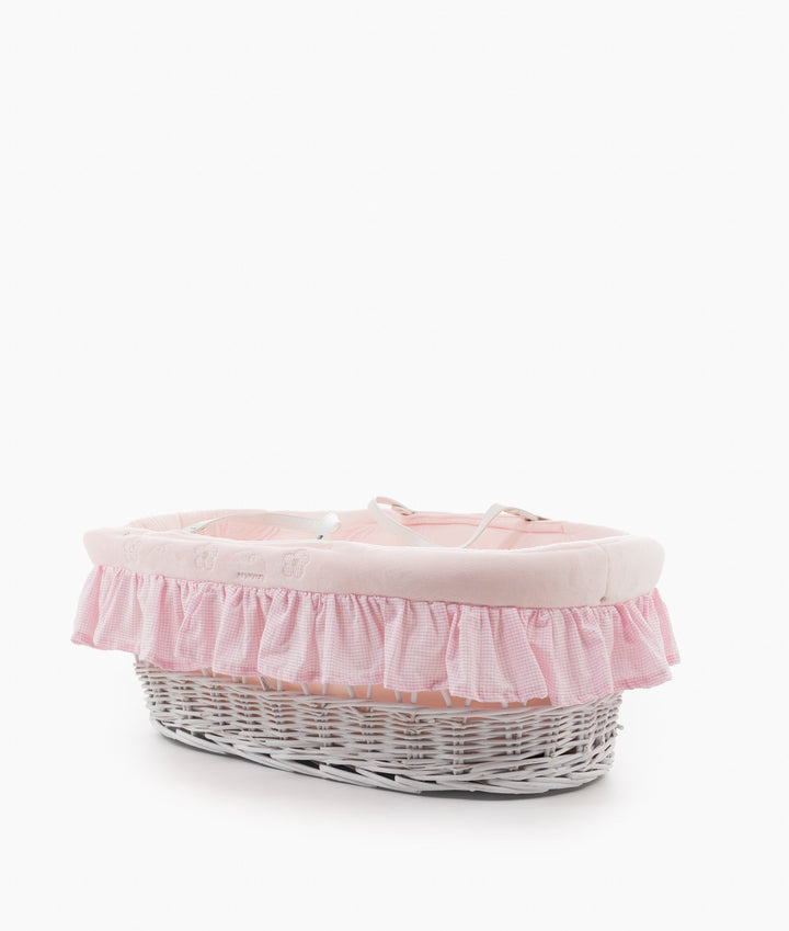Baby Moses basket and stand set in pink