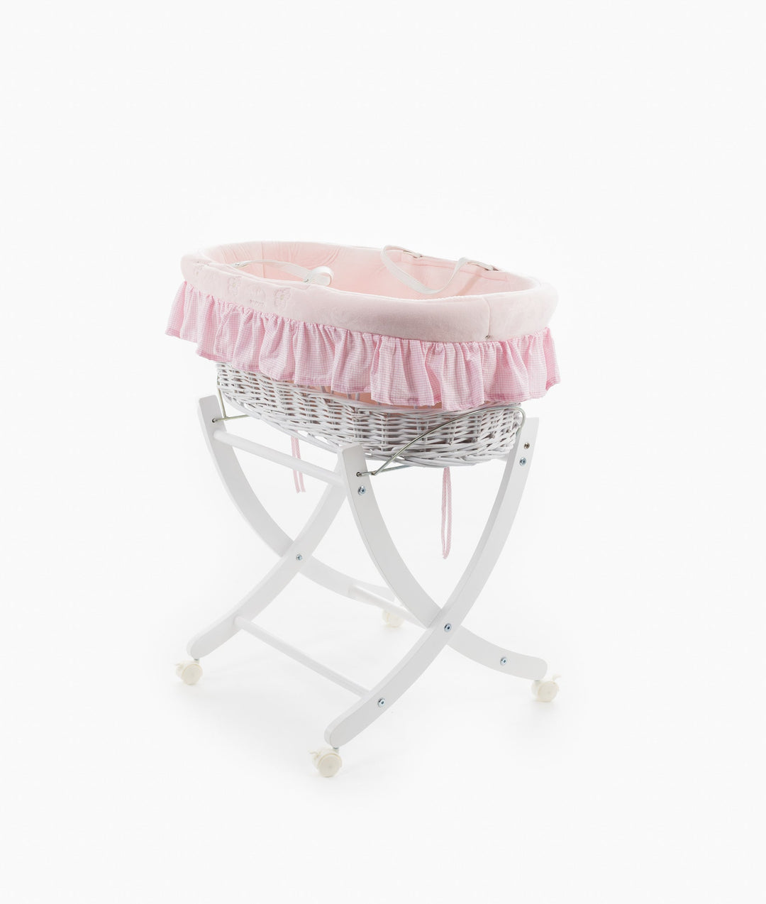 Baby Moses basket and stand set in pink