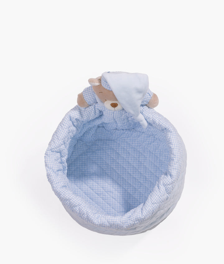 Baby nappy caddy for nursery in blue