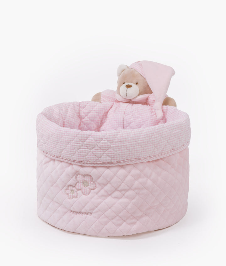Baby nappy caddy for nursery in pink
