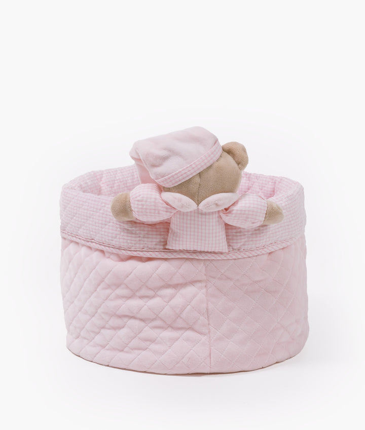 Baby nappy caddy for nursery in pink