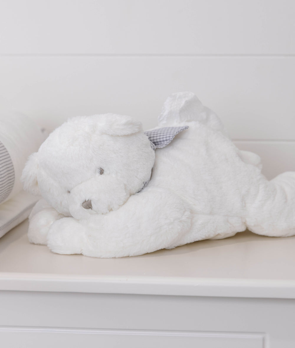 Baby wipes holder for nursery in white and grey