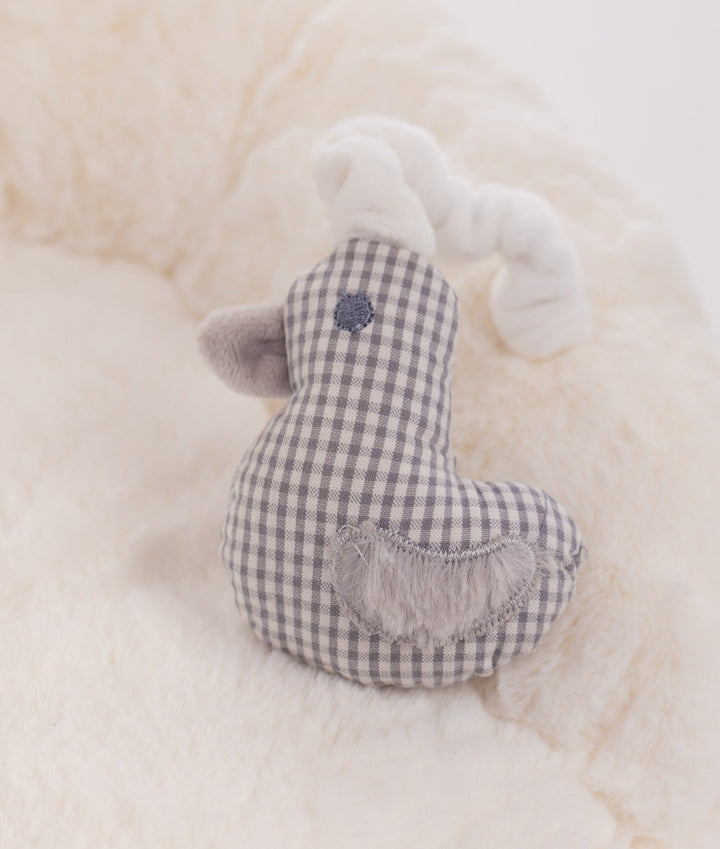 White and grey bear armchair with rattle for toddlers