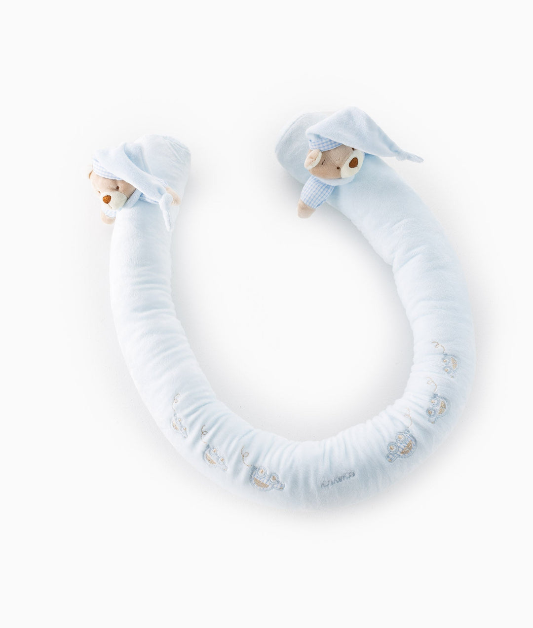 Bear baby bolster in blue