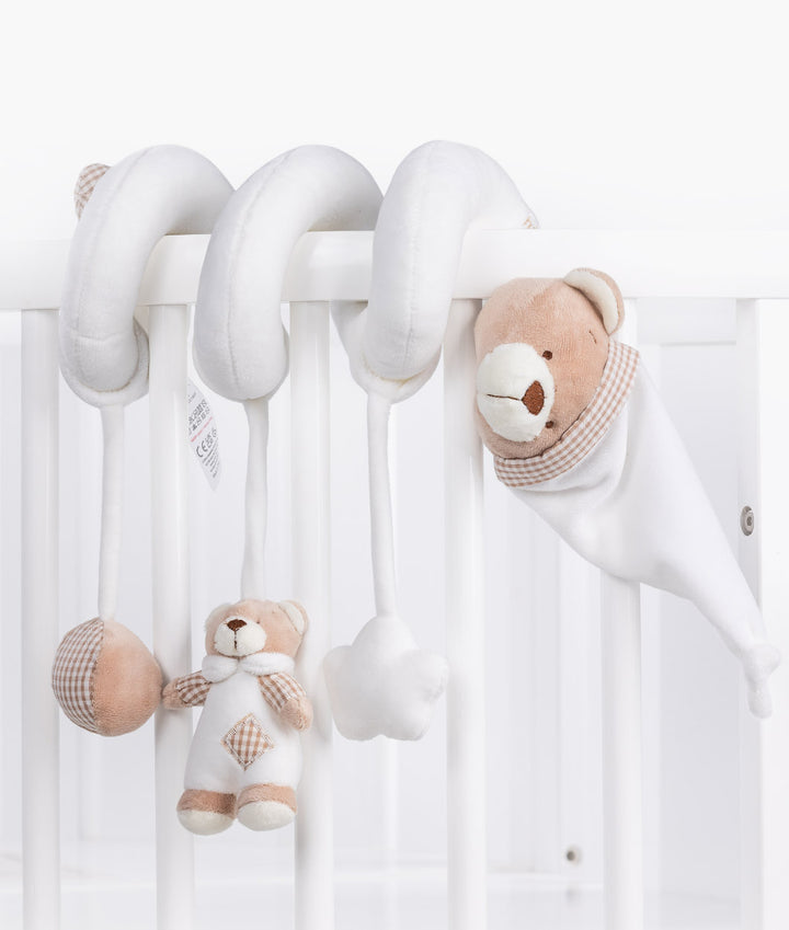 Beige and white bear spiral activity toy for baby