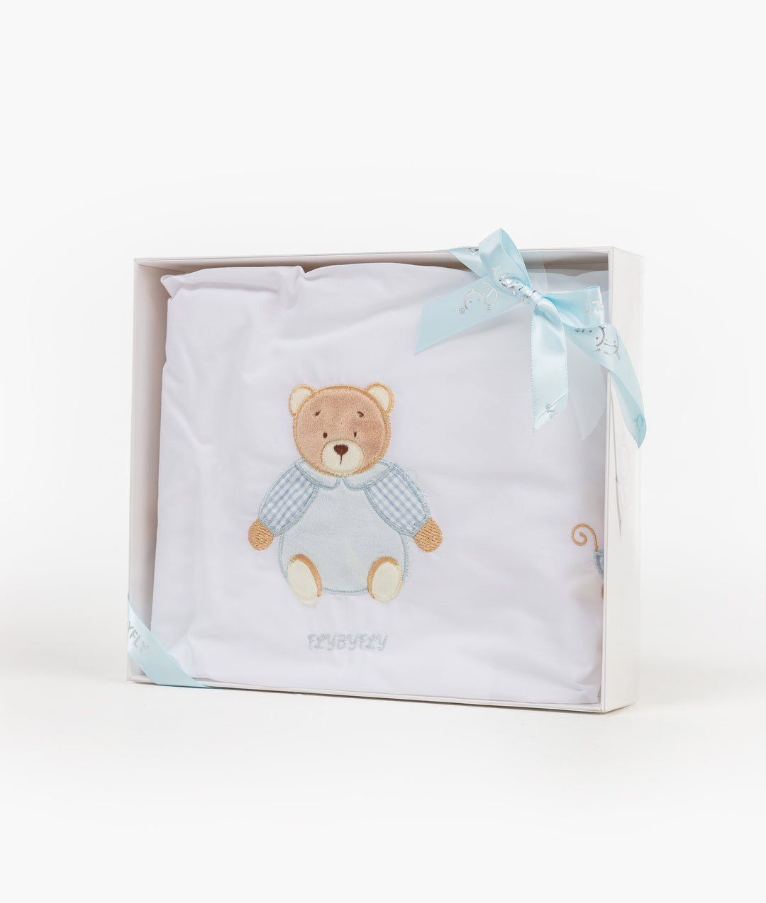 Fitted sheet for cot in white and blue