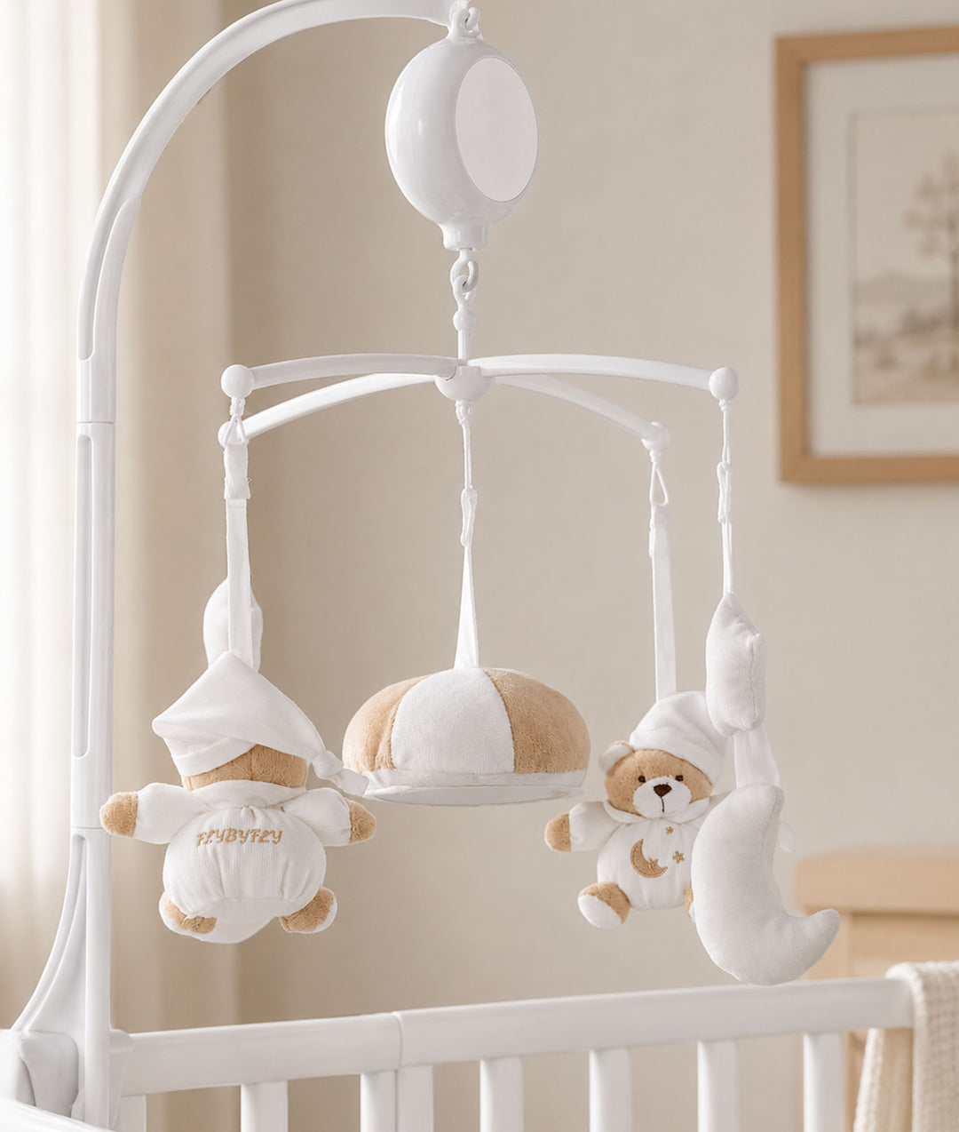 Bear musical mobile with moon and stars