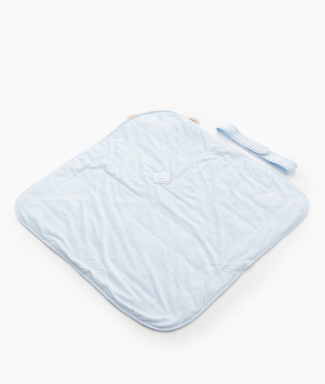 Soft hooded baby wrap in blue