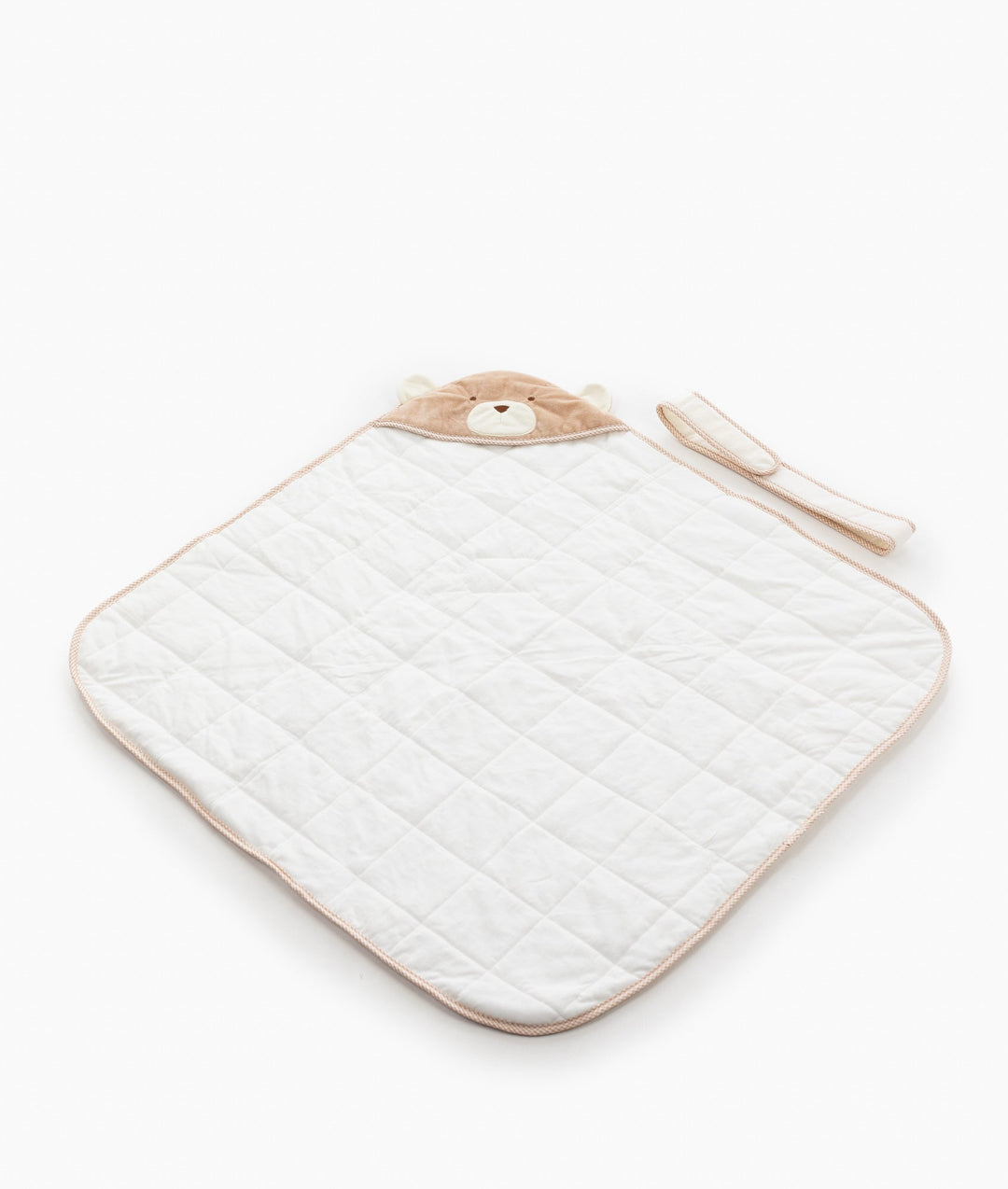 Soft hooded baby wrap in white and beige