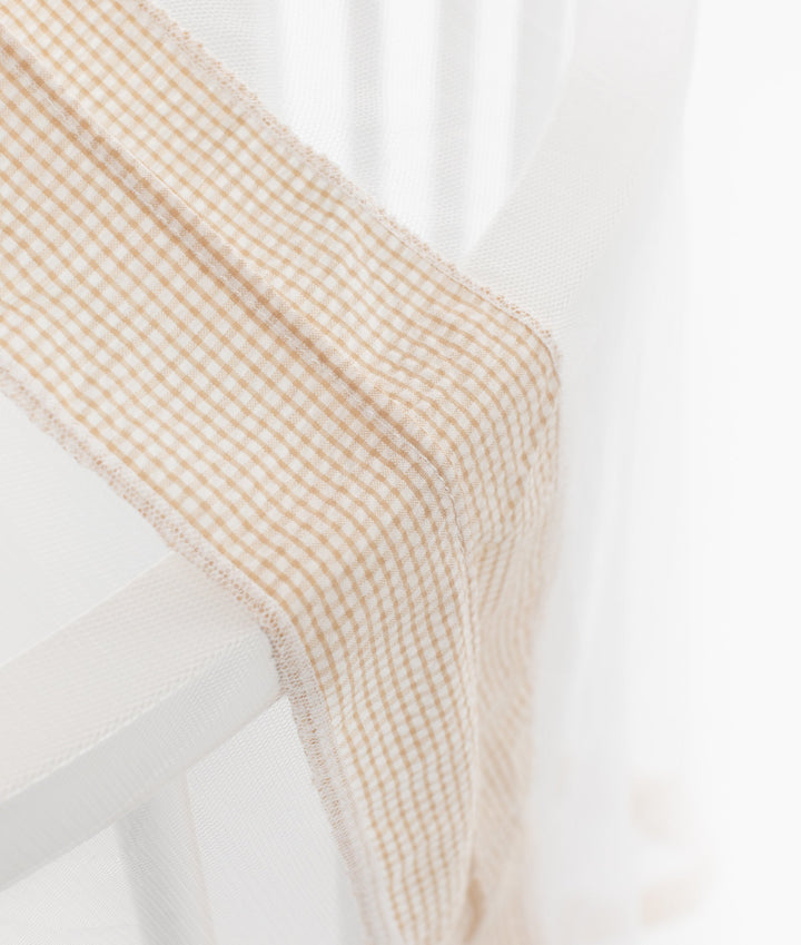 White and beige cot canopy and stand set