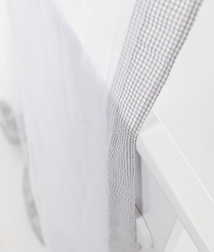 White and grey cot canopy and stand set