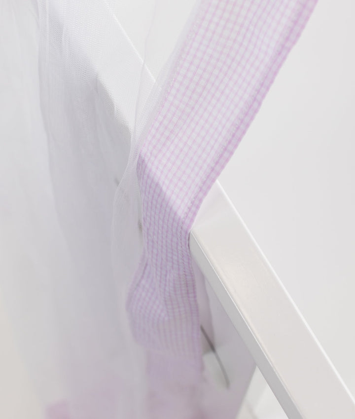 White and pink cot canopy and stand set