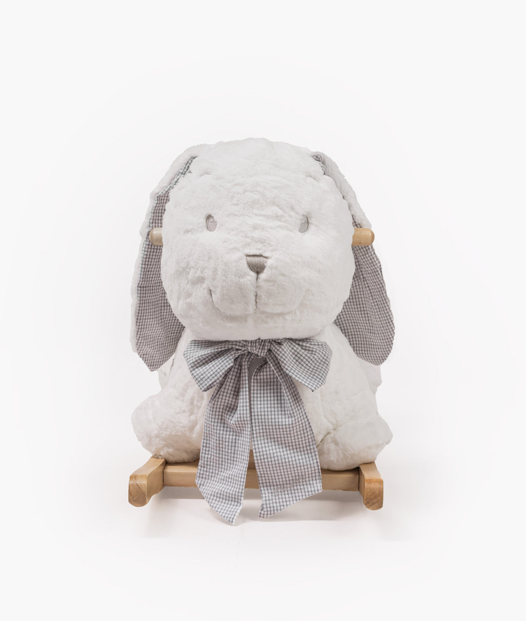 Soft rocking bunny with wooden rocker base