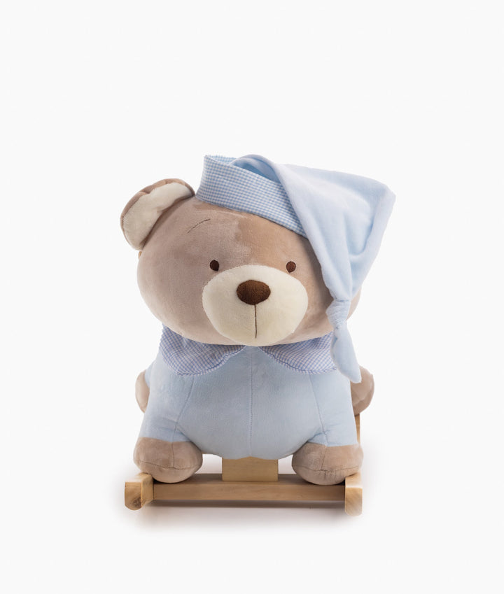 Blue rocking teddy bear for toddlers