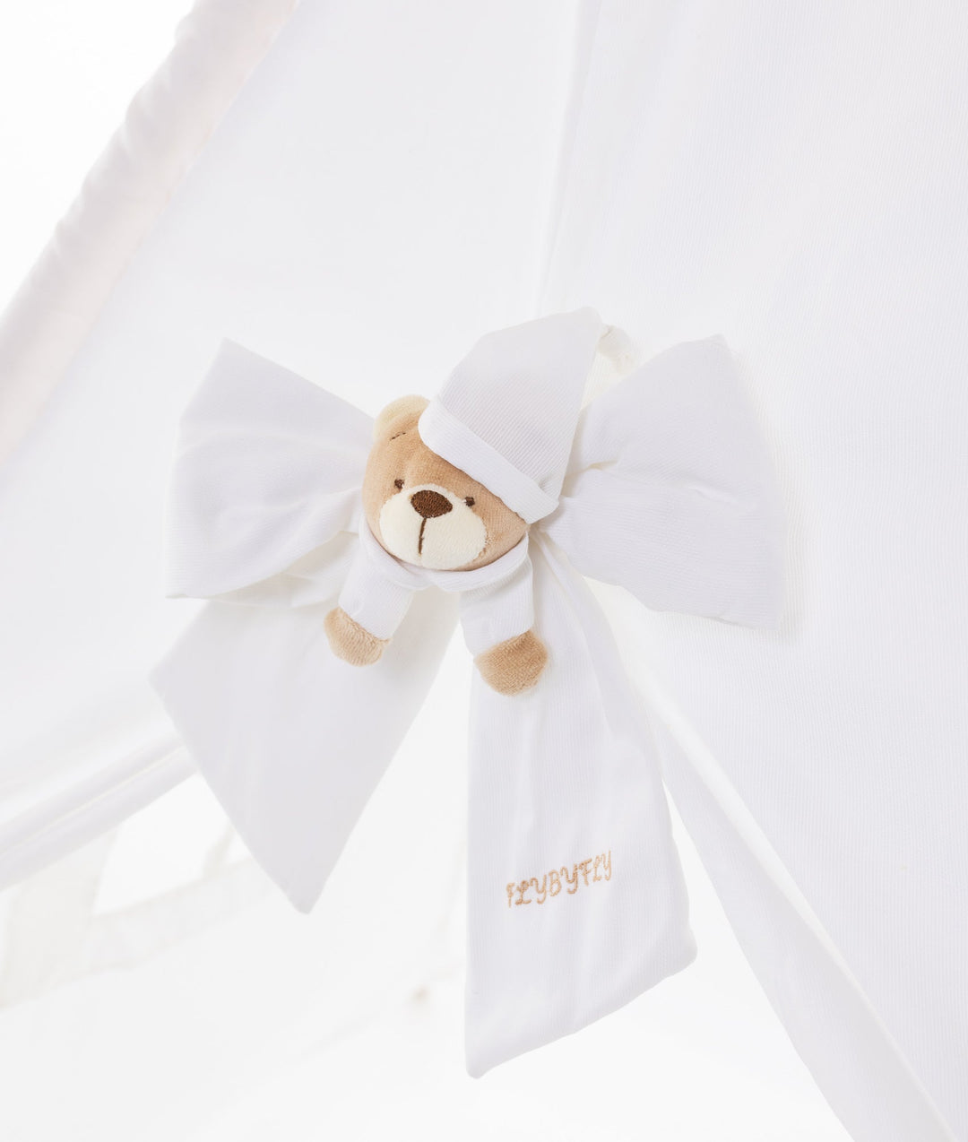 White and beige kids teepee tent for nursery and playroom