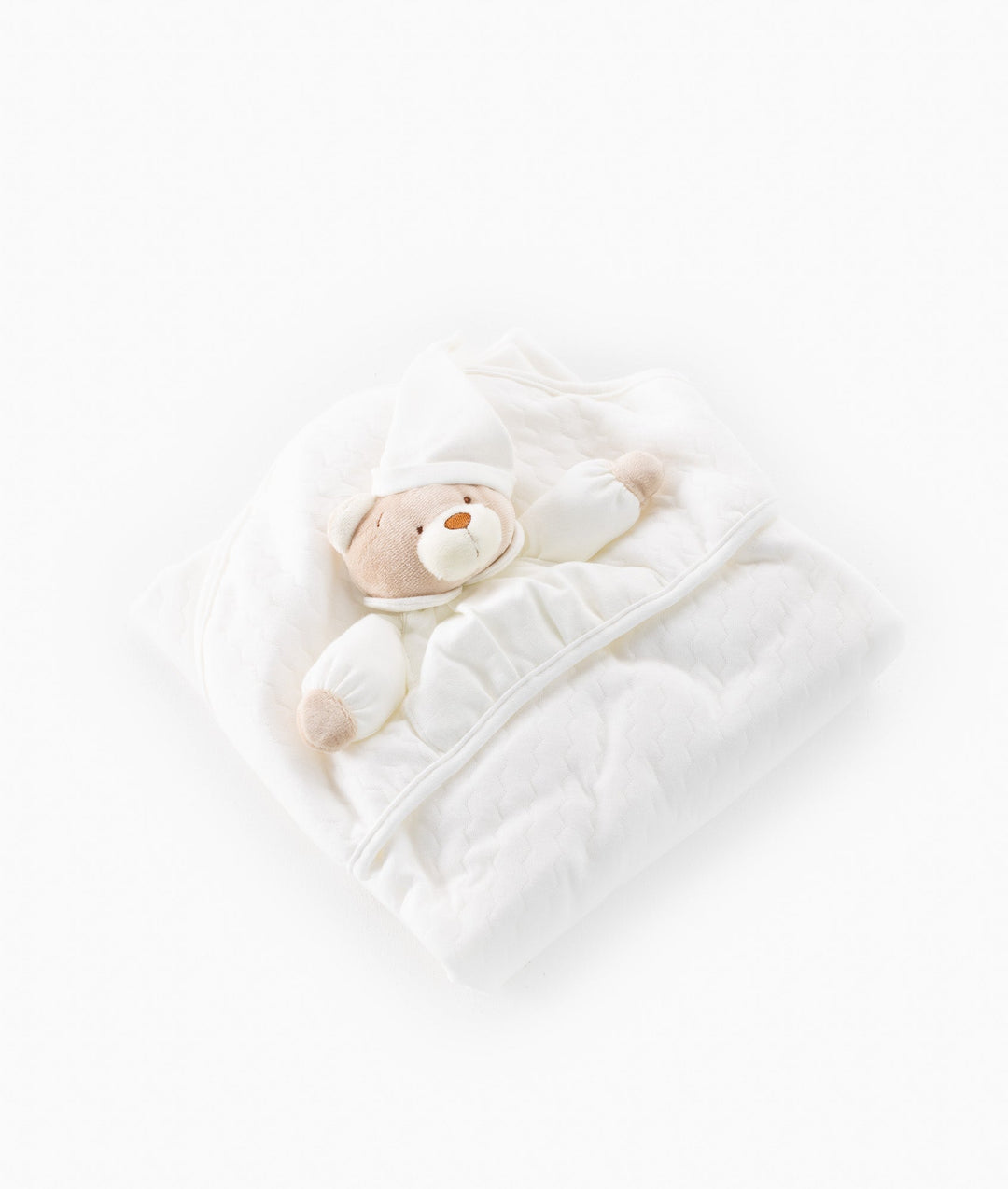 White and beige newborn swaddle blanket