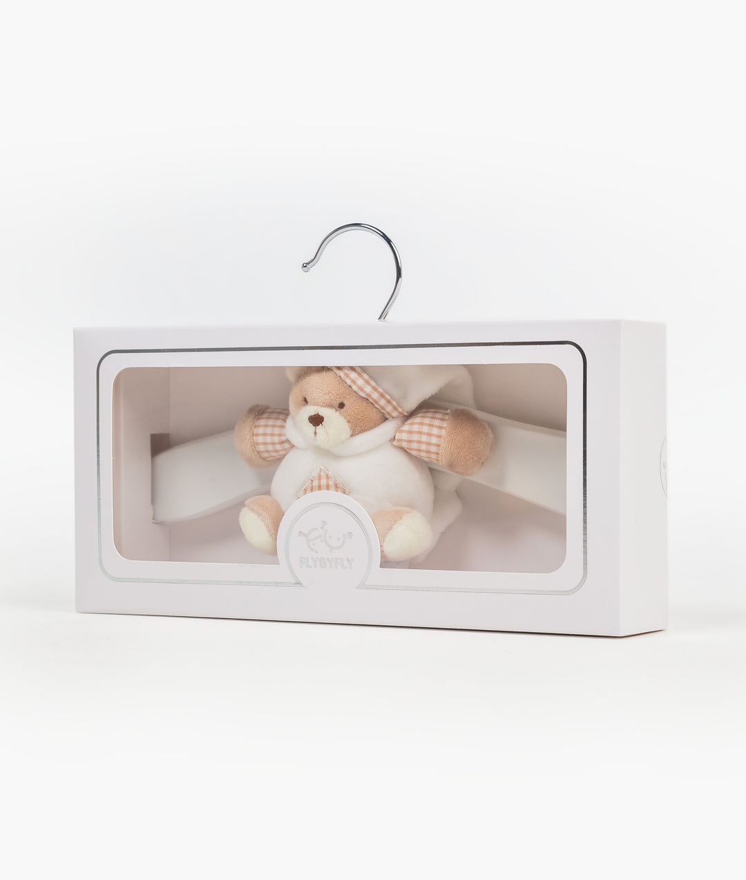 White and beige wooden hanger