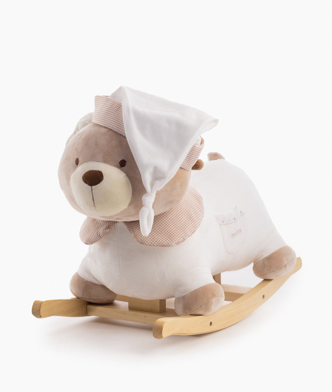 White and beige rocking teddy bear for toddlers